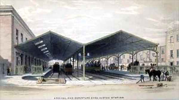 Arrival and Departure Shed, London Oil Painting by John Cooke Bourne