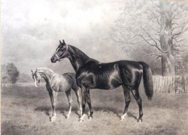 The Racehorse Kermesse And Foal Oil Painting by Alfred Bright