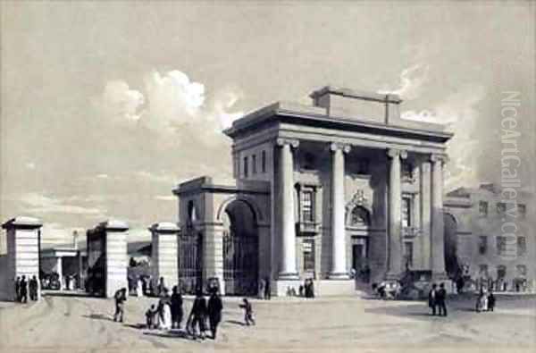 Entrance to Birmingham Station Oil Painting by John Cooke Bourne