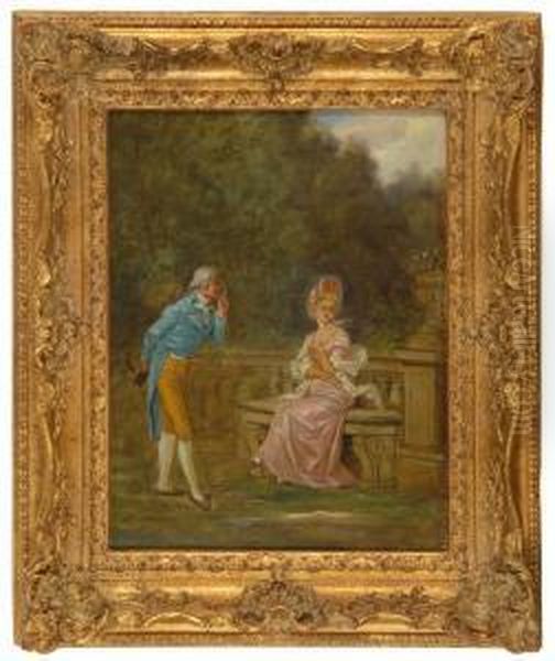 Garden Scene Oil Painting by Louis Georges Brillouin