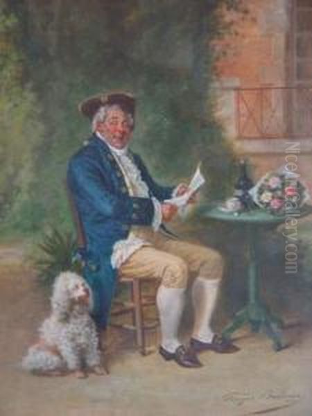 Portrait D'homme Ala Lettre Oil Painting by Louis Georges Brillouin