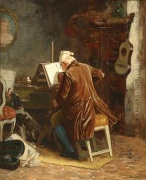 The Violinist Oil Painting by Louis Georges Brillouin