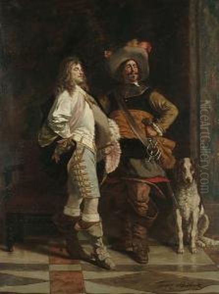 The Cavaliers Oil Painting by Louis Georges Brillouin