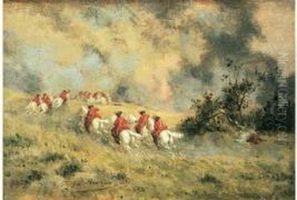 Cavaliers A La Charge Au Debut Du Xviiie Siecle Oil Painting by Louis Georges Brillouin