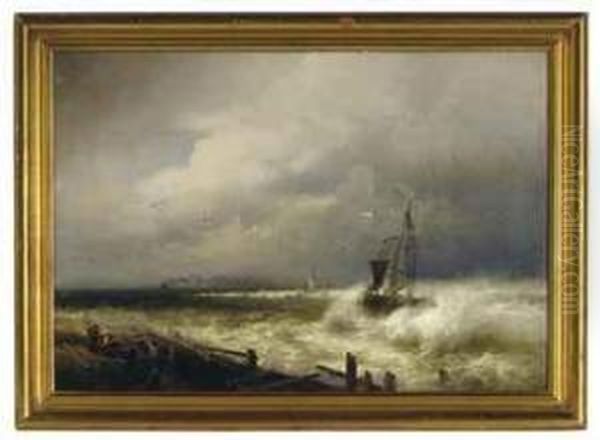 A Fishing Vessel At Sea Oil Painting by Franklin Briscoe