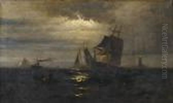 Minot Ledge-boston Harbor Oil Painting by Franklin Briscoe