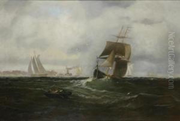 Shipping Offshore On A Breezy Day Oil Painting by Franklin Briscoe