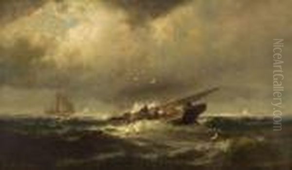 Storm Tossed Vessel Oil Painting by Franklin Briscoe