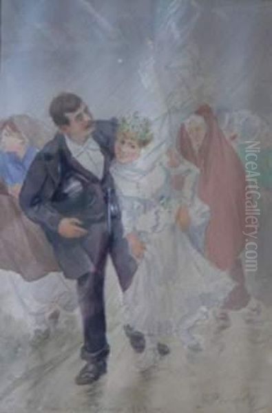 Noces Pluvieuses Oil Painting by Henri Brispot