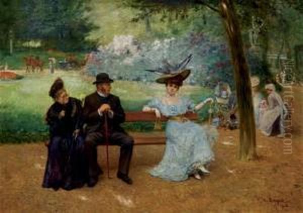 Les Belles Au Parc Monceau Oil Painting by Henri Brispot