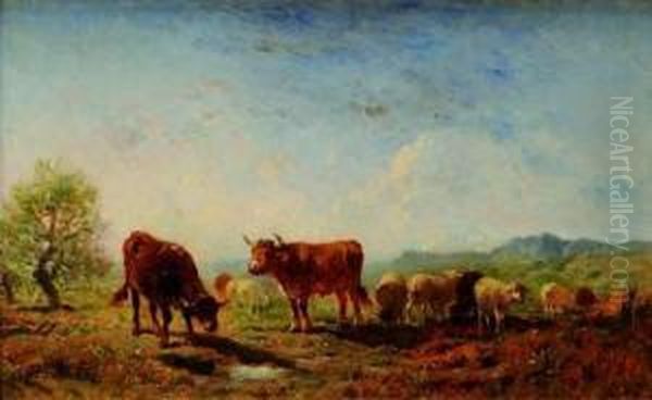 Troupeau De Vaches Et Moutons Oil Painting by Felix Saturnin Brissot de Warville