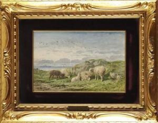 Moutons Pres De La Cote Oil Painting by Felix Saturnin Brissot de Warville