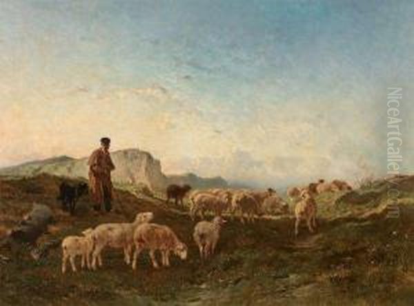 Berger Et Son Troupeau Oil Painting by Felix Saturnin Brissot de Warville