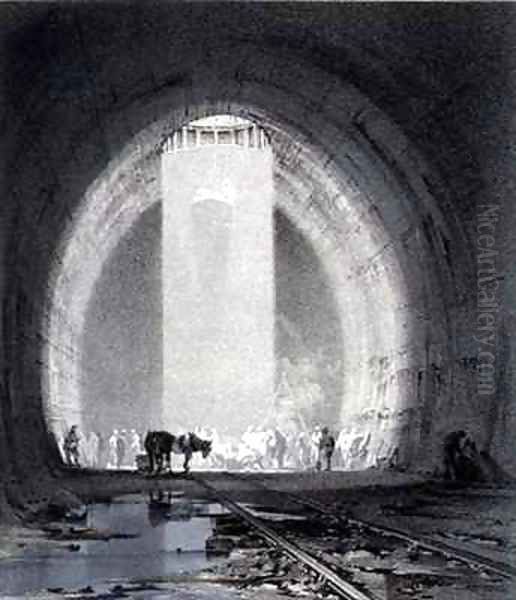 Working Shaft, Kilsby Tunnel Oil Painting by John Cooke Bourne