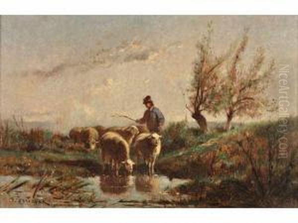 Brissot De Warwille Felix Saturnin <berger Et Oil Painting by Felix Saturnin Brissot de Warville