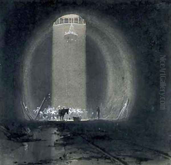 Working shaft, Kilsby Tunnel, Northamptonshire Oil Painting by John Cooke Bourne