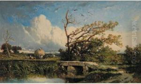 La Rentree Des Foins Oil Painting by Felix Saturnin Brissot de Warville