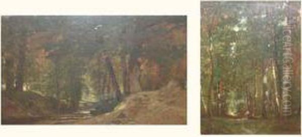 Sous-bois Et Riviere Ombragee Oil Painting by Felix Saturnin Brissot de Warville