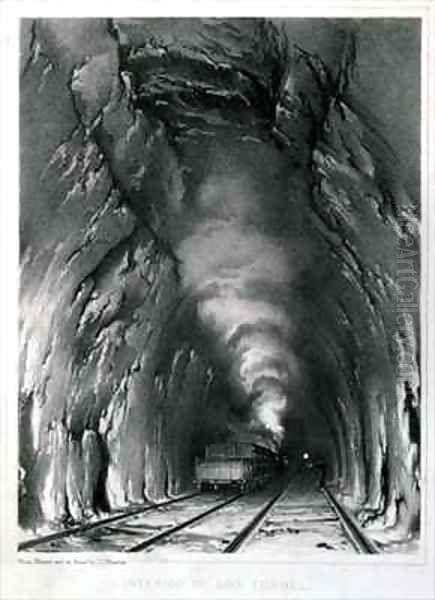 Interior of Box Tunnel Oil Painting by John Cooke Bourne