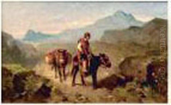 L'anier Sur Un Sentier Escarpe Oil Painting by Felix Saturnin Brissot de Warville