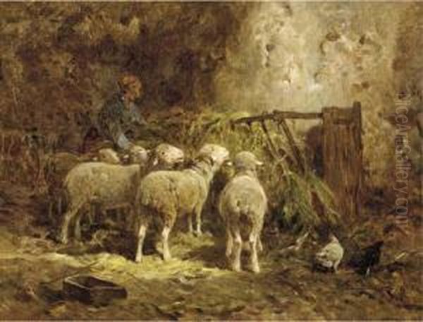 Feeding Time Oil Painting by Felix Saturnin Brissot de Warville