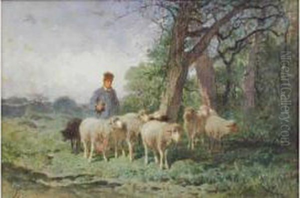 Berger Et Ses Moutons Oil Painting by Felix Saturnin Brissot de Warville