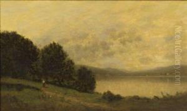 Mountain Lake Oil Painting by John Bunyan Bristol