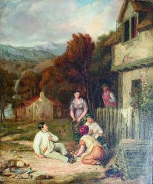 The Apple Scrumpers Oil Painting by Edmund Bristow