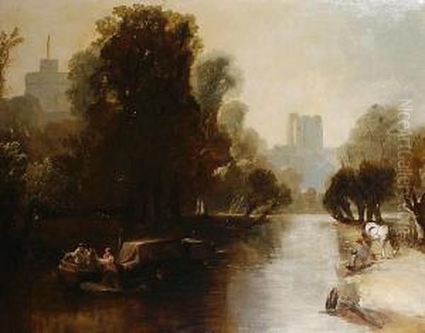 Windsor Castle Seen From The Thames Oil Painting by Edmund Bristow