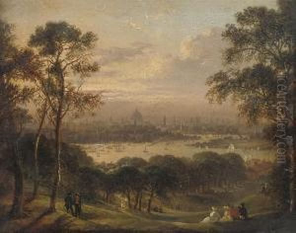 London From Greenwich Oil Painting by Edmund Bristow