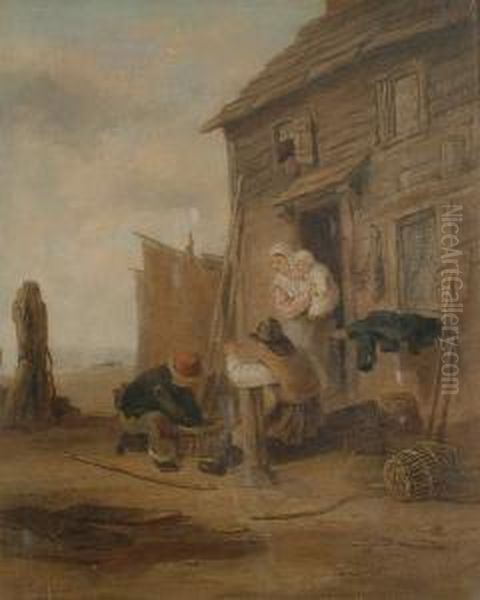 Outside The Fisherman's Hut. Oil Painting by Edmund Bristow