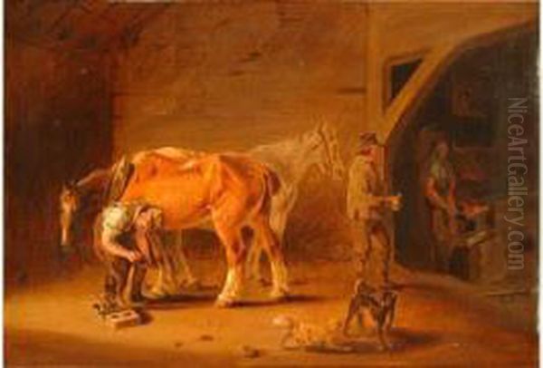 L'atelier Du Forgeron Oil Painting by Edmund Bristow