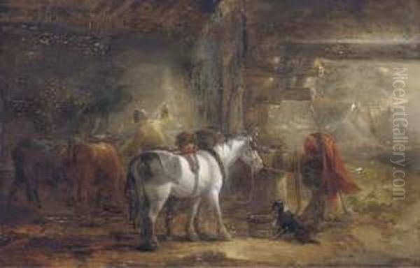 In The Stable Yard Oil Painting by Edmund Bristow