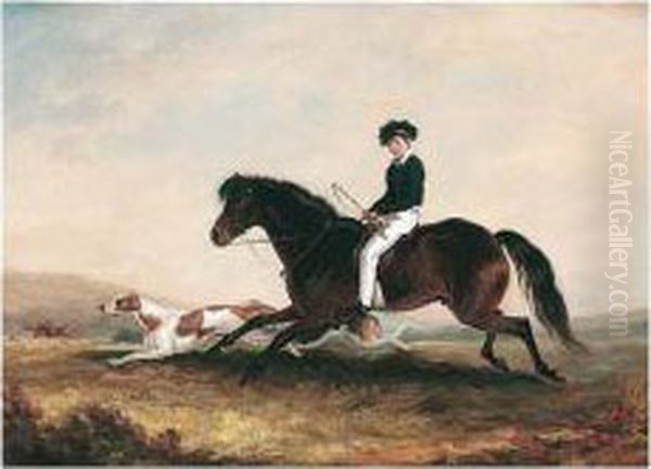 Portrait Of William 3rd Earl Of Craven (1809-1866) On His Pony Following The Hunt Oil Painting by Edmund Bristow