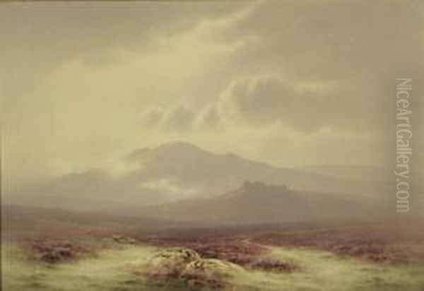 Dartmoor, Bellever Tor Oil Painting by Charles Edward Snr Brittan