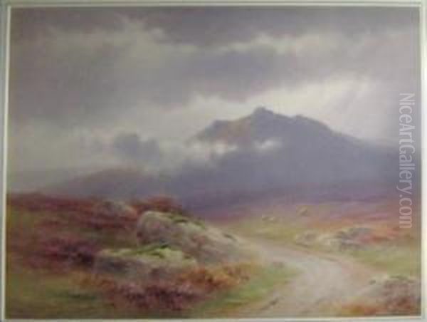 Mountain Landscape Oil Painting by Charles Edward Snr Brittan