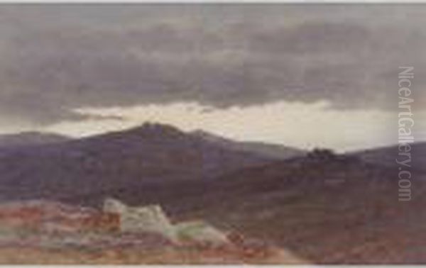 Dusk On Dartmoor Oil Painting by Charles Edward Snr Brittan