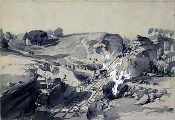 Blasting rocks, Linsdale, Buckinghamshire Oil Painting by John Cooke Bourne