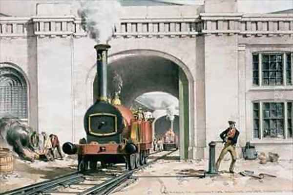 Entrance to the Locomotive Engine House, Camden Town, London Oil Painting by John Cooke Bourne