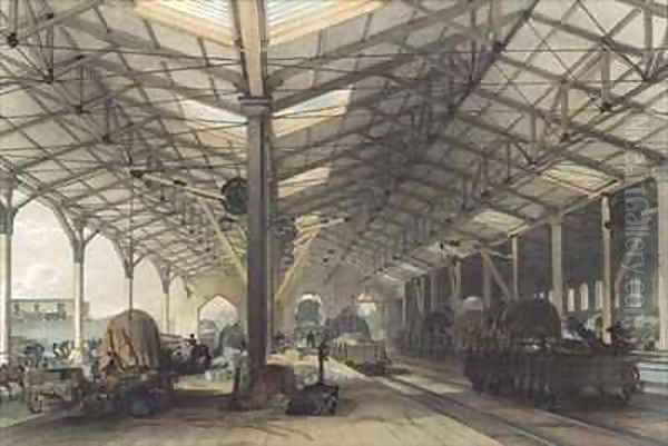 Goods Shed, Bristol, Great Western Railway Oil Painting by John Cooke Bourne