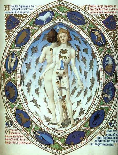 Zodiac Man as Mirror of Earth and Stars Oil Painting by Limbourg Brothers