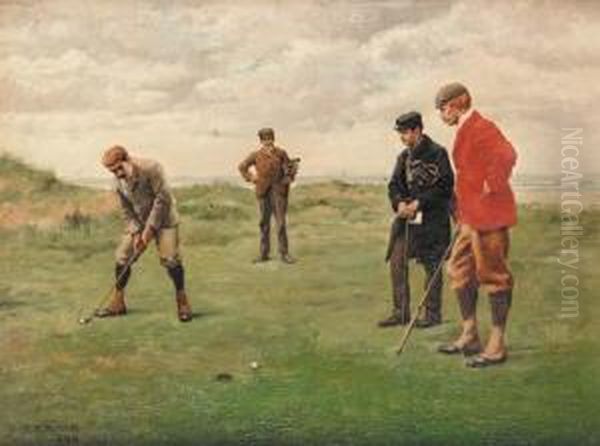 The Putt Oil Painting by Charles Edmund Brock