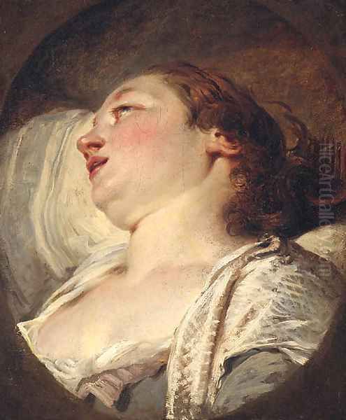 A woman, head and shoulders Oil Painting by Francois Boucher