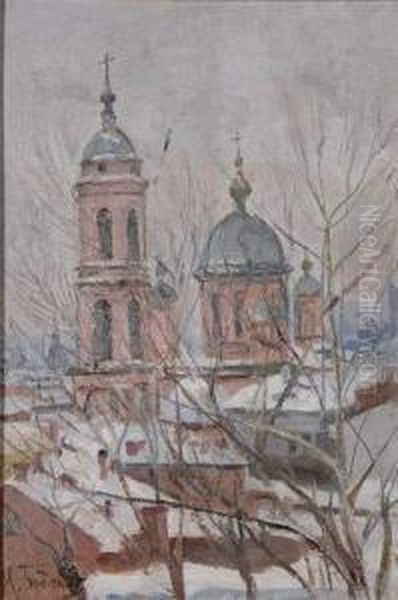 Ville En Russie Sous La Neige Oil Painting by Isaak Israilevich Brodsky