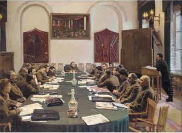 The Congress Of The Political Bureau Of The Central Committee Oil Painting by Isaak Israilevich Brodsky