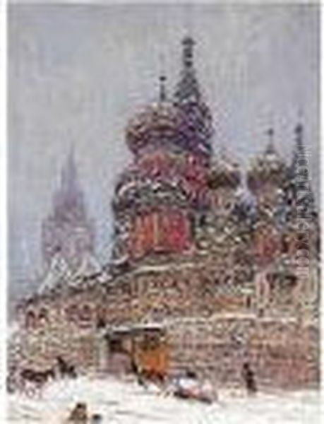 Saint Basil's Cathedral, Red Square Oil Painting by Isaak Israilevich Brodsky