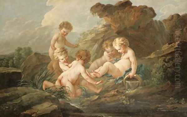 L'amour nageur Oil Painting by Francois Boucher