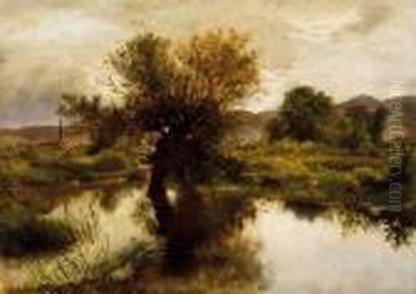 Riverside Oil Painting by Sandor Brodszky