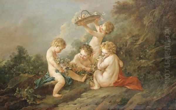 L'amour vendangeur Oil Painting by Francois Boucher