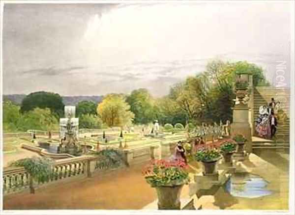 The Parterre, Harewood House near Leeds Oil Painting by E. Adveno Brooke